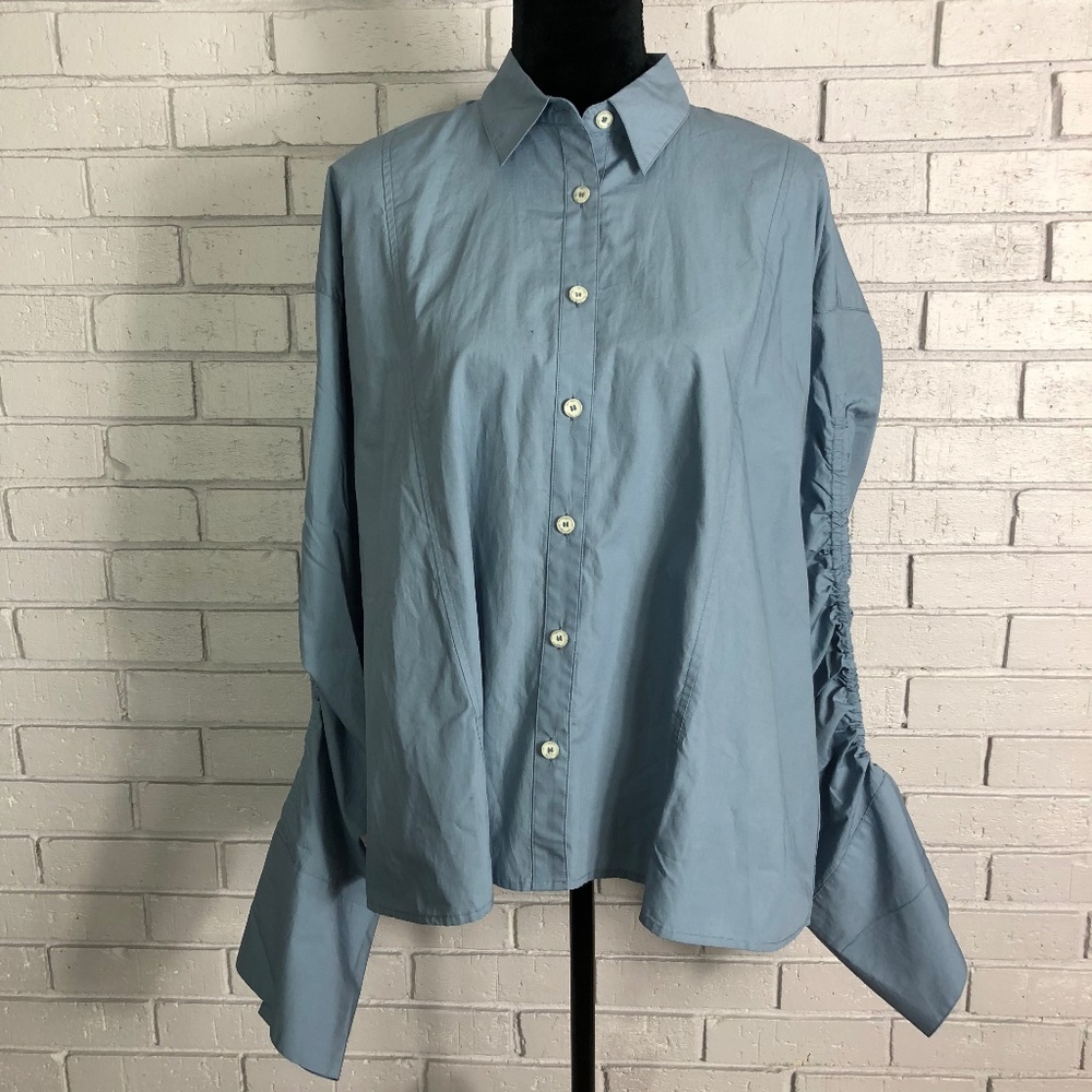 Free People Tie It In A Bow Shirt - Blue Large